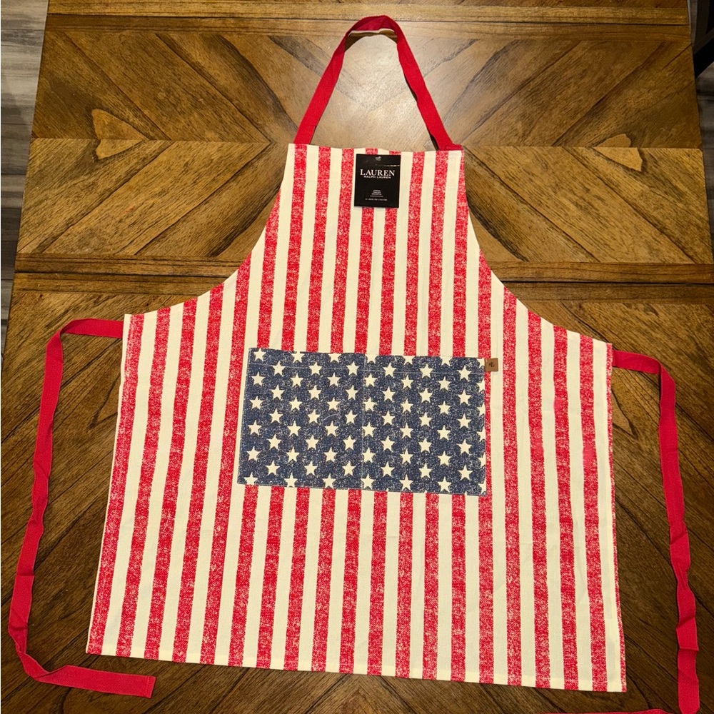 Lauren Ralph Lauren Cotton USA American Flag 🇺🇸 Apron NWT 4th Of July 💥